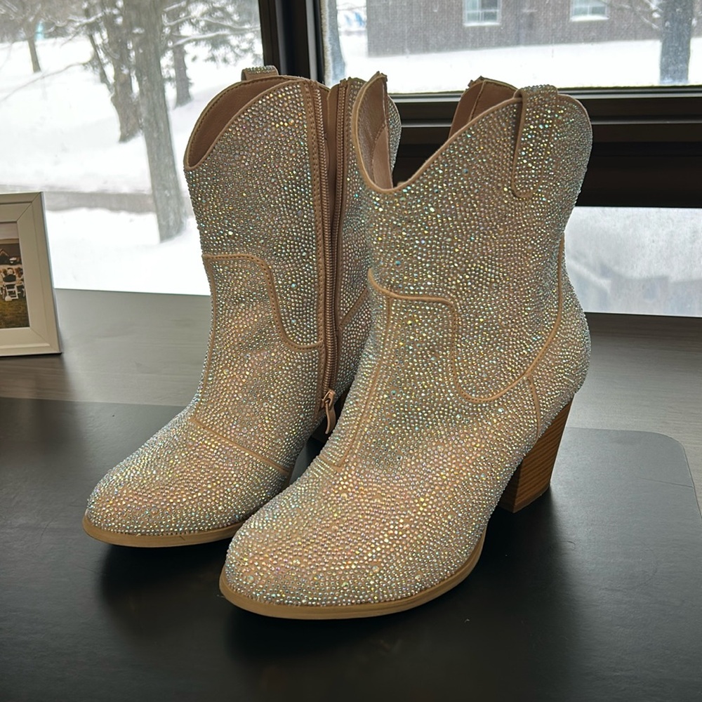 COPY - Sparkly Ankle Heel Booties - Torrid
